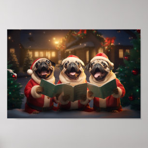 Mops Weihnachten Feiertag Poster