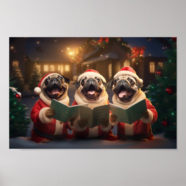 Mops Weihnachten Feiertag Poster (Vorne)