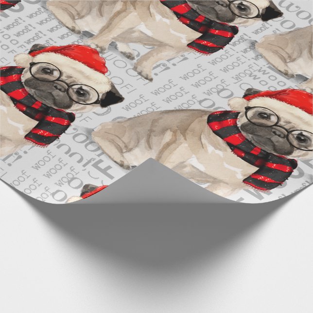 MOPS Weihnachten für Hund Lover Geschenkpapier (Ecke)