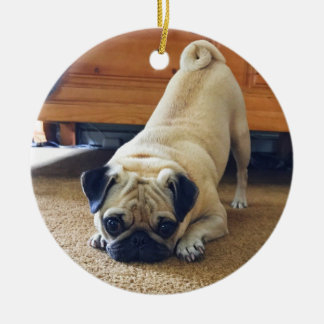 Mops Weihnachten Keramik Ornament
