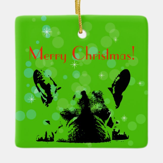 Mops-Weihnachten Keramikornament (Vorderseite)