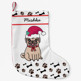 Mops Weihnachten mit eigenem Hundenamen Kleiner Weihnachtsstrumpf