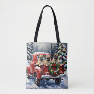 Mops-Weihnachten-Roter-Lieferwagen-Urlaub