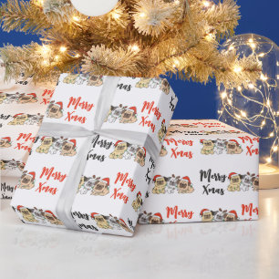 Mops Weihnachten Tiere Niedlich Hunde Urlaub Geschenkpapier