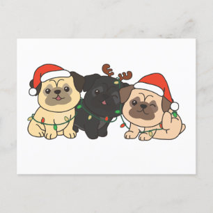 Mops Weihnachten Tiere Niedlich Hunde Urlaub Postk