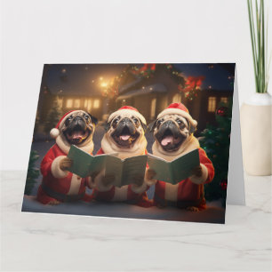 Mops Weihnachts-Carolers Spaß Urlaub Karte