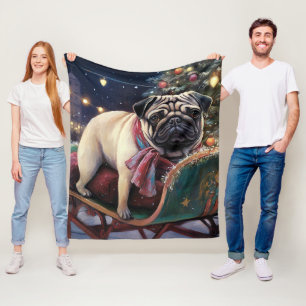 Mops Weihnachts-Feiertage Fleecedecke