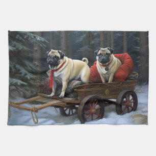 Mops Weihnachts-Feiertage Geschirrtuch