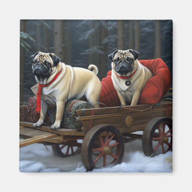 Mops Weihnachts-Feiertage Magnet (Vorne)