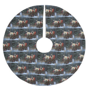 Mops Weihnachts-Feiertage Polyester Weihnachtsbaumdecke