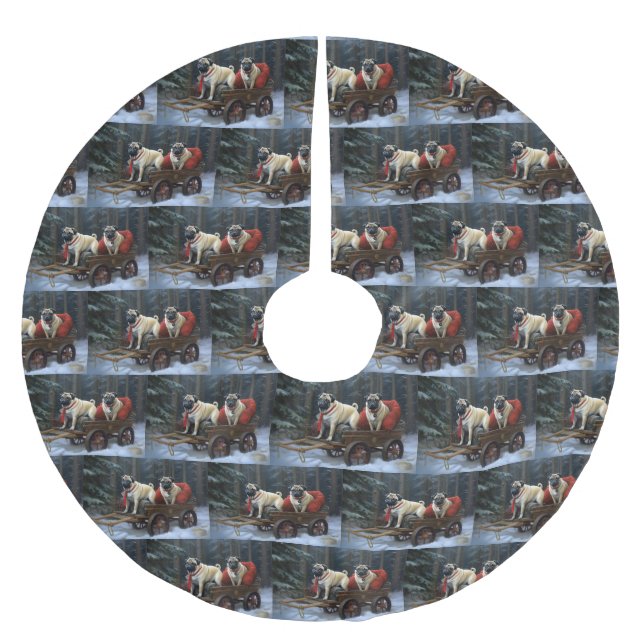 Mops Weihnachts-Feiertage Polyester Weihnachtsbaumdecke (Vorderseite)