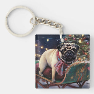 Mops Weihnachts-Feiertage Schlüsselanhänger