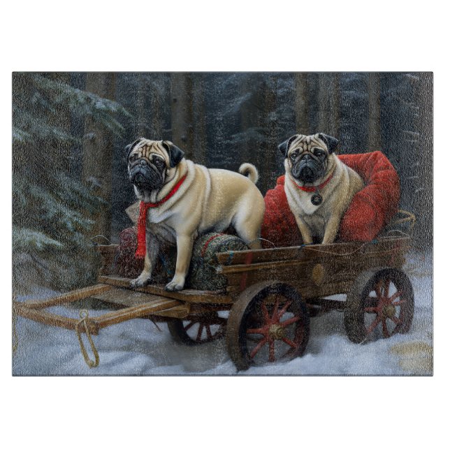 Mops Weihnachts-Feiertage Schneidebrett (Vorderseite)