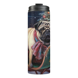 Mops Weihnachts-Feiertage Thermosbecher