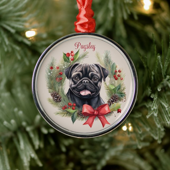 Mops Weihnachts-Haustier-Gedächtnisrasse Hunde Zuc Ornament Aus Metall (Baum)
