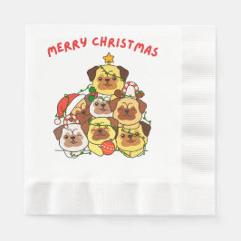 Mops Weihnachtsbaum Frohe Weihnachten Serviette