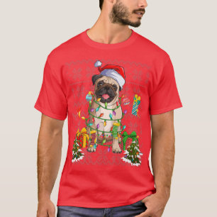 Mops Weihnachtsbaum Leuchten Niedlicher Hundebesit T-Shirt
