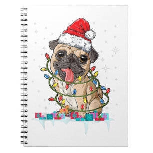 Mops Weihnachtsbaum Lichter Weihnachtsweih Weihnac Notizblock