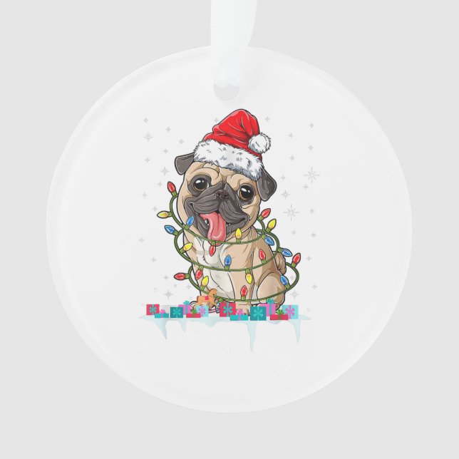 Mops Weihnachtsbaum Lichter Weihnachtsweih Weihnac Ornament (Vorderseite)