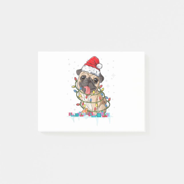 Mops Weihnachtsbaum Lichter Weihnachtsweih Weihnac Post-it Klebezettel (Vorderseite)