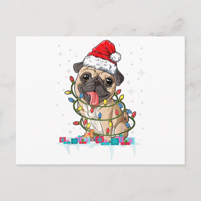 Mops Weihnachtsbaum Lichter Weihnachtsweih Weihnac Postkarte (Vorderseite)