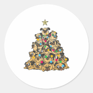 Mops Weihnachtsbaum Merry Dogmas Niedlich Runder Aufkleber