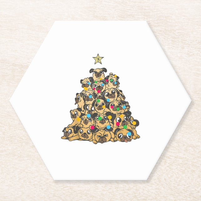 Mops Weihnachtsbaum Merry Dogmas Niedlich Untersetzer (Vorderseite)