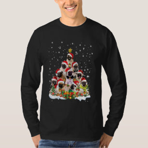 Mops Weihnachtsbaum Santa Hut Pyjama Mops Hund T-Shirt