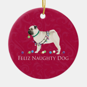 Mops Weihnachtsdesign Keramik Ornament