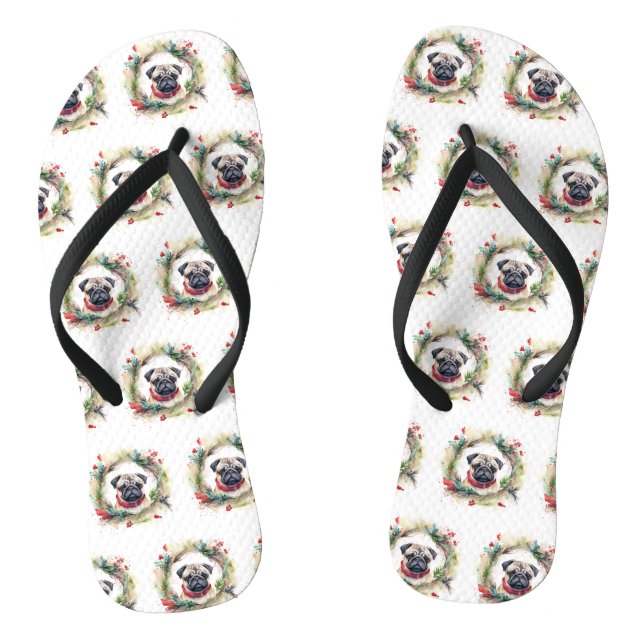 Mops Weihnachtsfest Flip Flops (Fußbett)