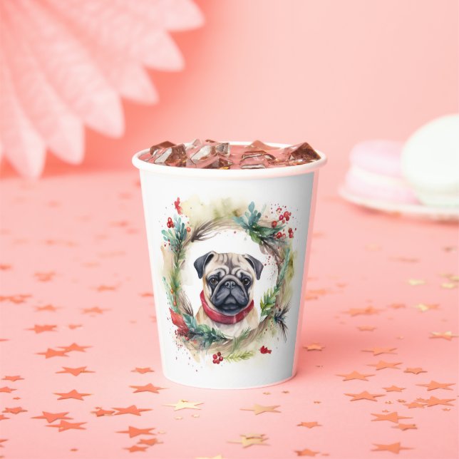 Mops Weihnachtsfest Pappbecher (Insitu)