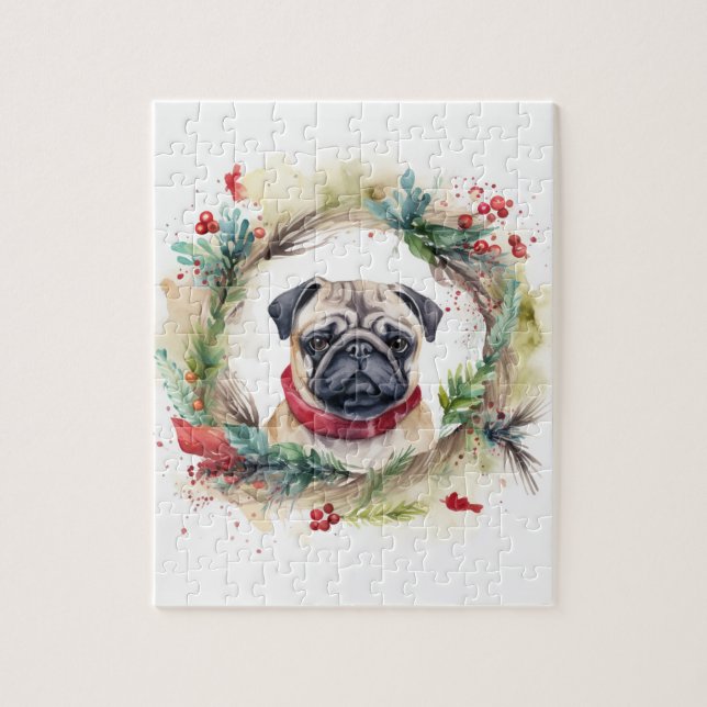Mops Weihnachtsfest Puzzle (Vertikal)