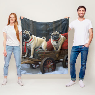 Mops Weihnachtsfest Saison Fleecedecke
