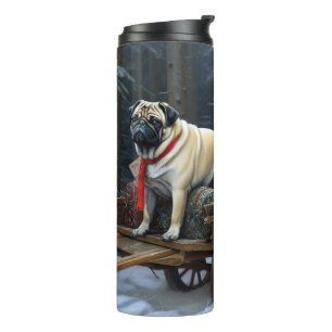 Mops Weihnachtsfest Saison Thermosbecher