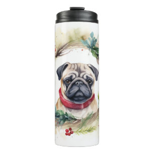 Mops Weihnachtsfest Thermosbecher