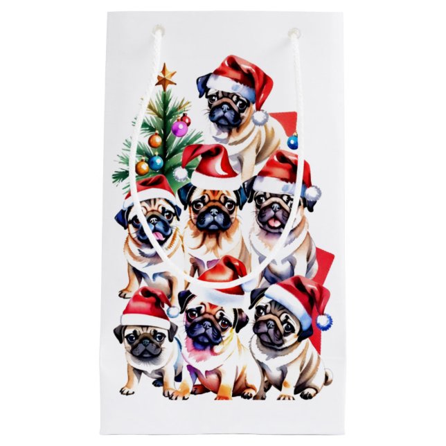 Mops Weihnachtsgeschenk Kleine Geschenktüte (Vorderseite)