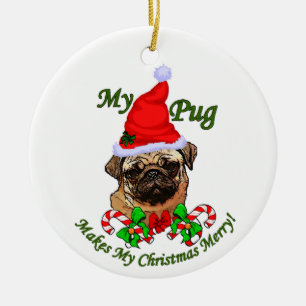 Mops-Weihnachtsgeschenk-Verzierung Keramik Ornament