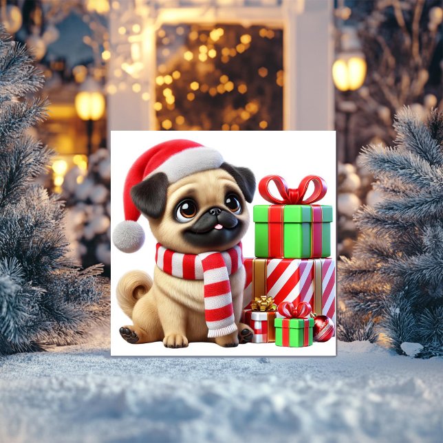Mops Weihnachtsgeschenke Feiertagskarte (Von Creator hochgeladen)