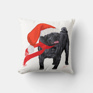 Mops Weihnachtshelfer Kissen