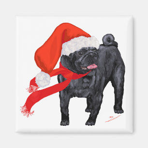 Mops Weihnachtshelfer Magnet