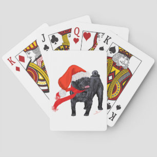 Mops Weihnachtshelfer Spielkarten