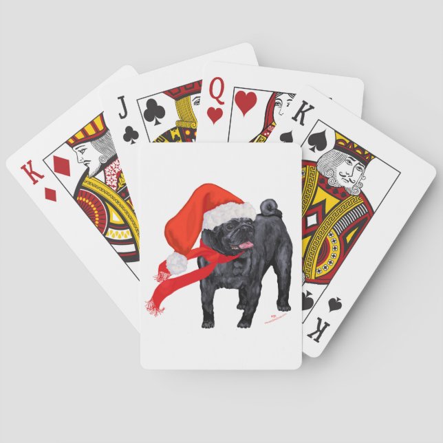 Mops Weihnachtshelfer Spielkarten (Rückseite)
