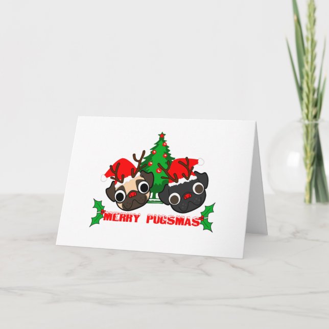 Mops Weihnachtskarte Feiertagskarte (Vorderseite)