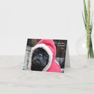 Mops Weihnachtskarte Feiertagskarte