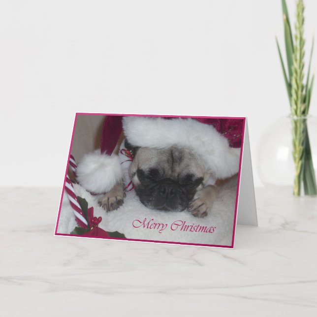 Mops-Weihnachtskarte Feiertagskarte (Vorderseite)