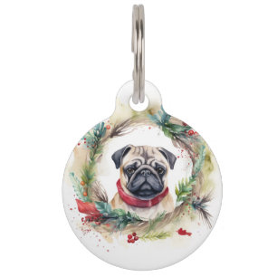 Mops-Weihnachtskranz Festlicher Hund Haustiermarke