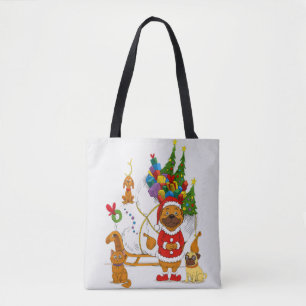 Mops Weihnachtsmann Schlitten