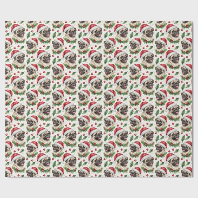 Mops-Weihnachtspapier Geschenkpapier (Flach)