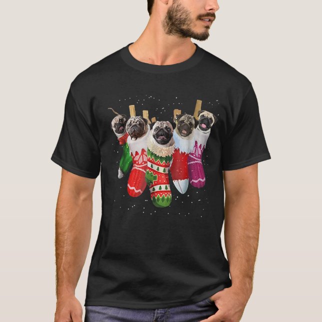Mops Weihnachtssocken T - Shirt Weihnachten Weihna (Vorderseite)