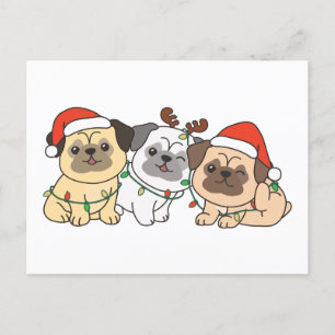 Mops Weihnachtstiere Niedlich Hunde Feiertagspostkarte